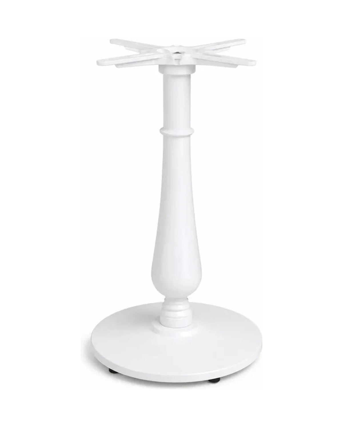 Base centrale in metallo diametro 43 cm bianca colonna tornita