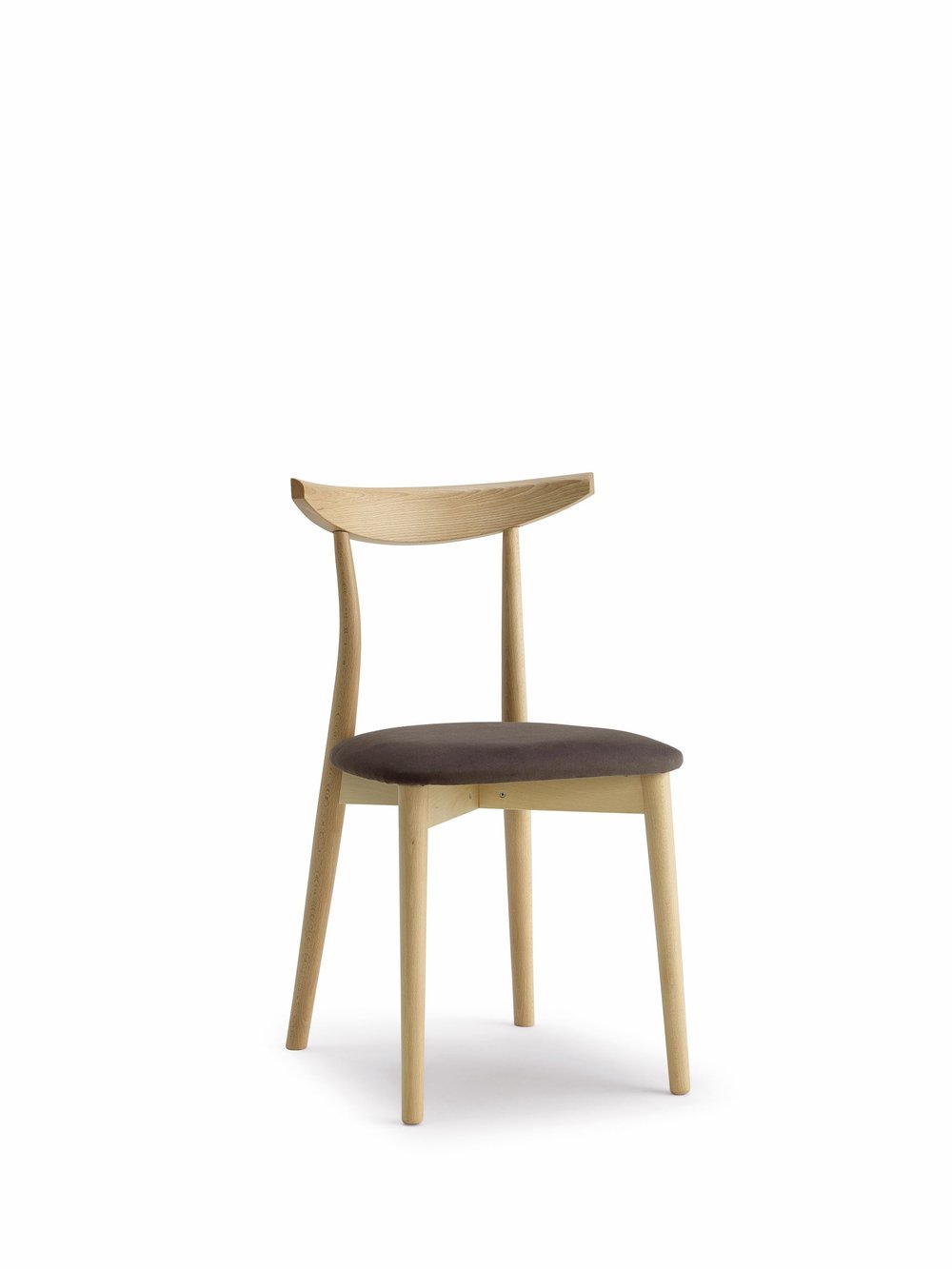 Sedia dal design moderno, schienale scolpito in legno chiaro